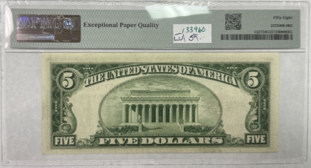 Legal Tender 1928B $5 US RED SEAL LEGAL TENDER NOTE, FR#1527 – PMG CHOICE ABOUT UNC 58 EPQ!