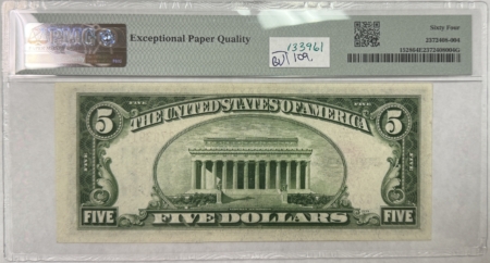 Legal Tender 1928F $5 US RED SEAL LEGAL TENDER NOTE, FR#1531Wi WIDE I – PMG CH UNC 64 EPQ!