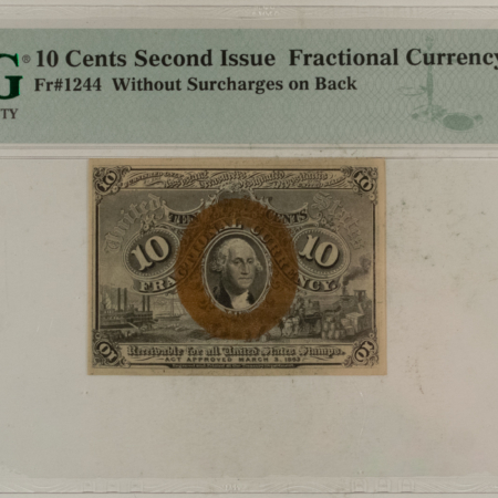 Fractional Currency 5 CENTS 2ND ISSUE FRACTIONAL CURRENCY FR#1232 W/O SURCHARGES ON BACK – PMG XF40!