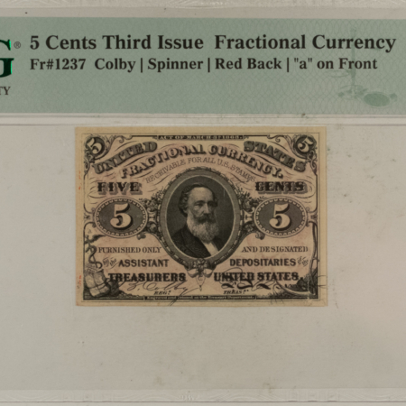 Fractional Currency 10 CENTS 1ST ISSUE FRACTIONAL CURRENCY FR#1242, STRAIGHT EDGES – PMG CH/AU-58!
