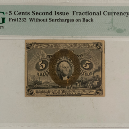 Fractional Currency 10 CENTS 2ND ISS FRACTIONAL CURRENCY FR#1244 W/O SURCHARGES ON BACK PMG CH/AU-58