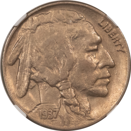 Buffalo Nickels 1937-D 3 LEGS BUFFALO NICKEL – NGC AU-58, NICE SMOOTH KEY-DATE!